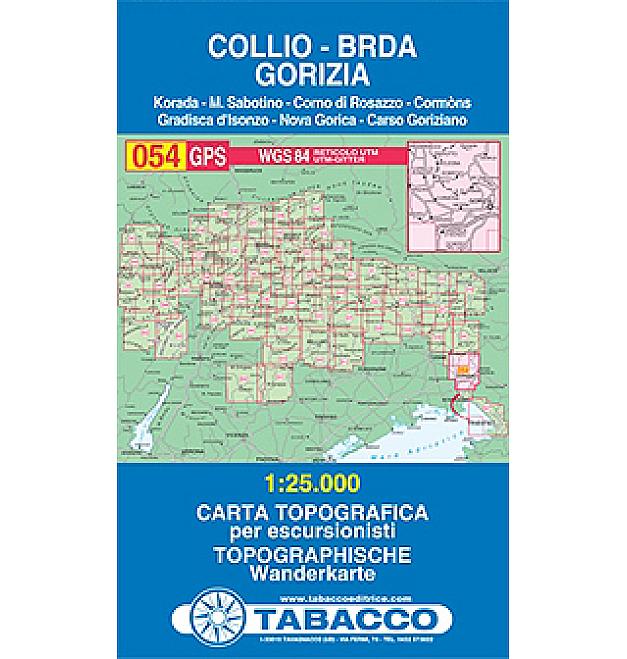 Mapa 054 Tabacco Collio, Gorizia - Carso Isontino Brda - Nova Gorica