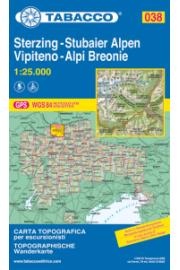 Harta 038 Vipiteno, Alpi Breonie, Sterzing, Stubaier Alpen- Tabacco