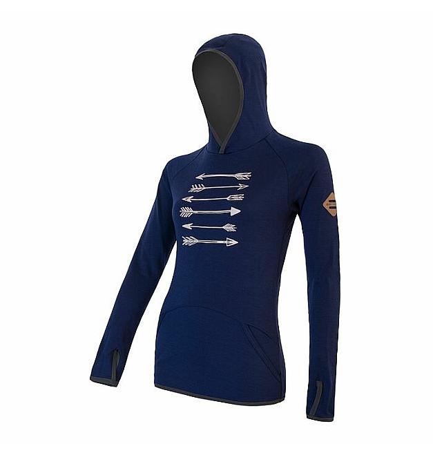 Ženski merino pulover s kapuljačom Sensor Arrows