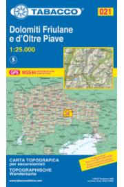 Mapa Tabacco 021 Dolomiti Friulana e D'oltre Piave