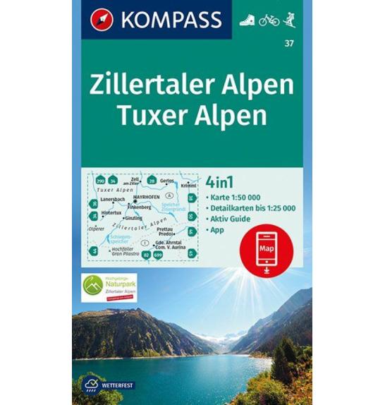 Zemljovid Kompass Zillertaler Alpen, Tuxer Alpen 37