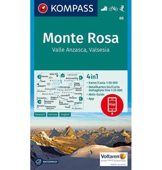 Zemljovid Kompass Monte Rosa 88