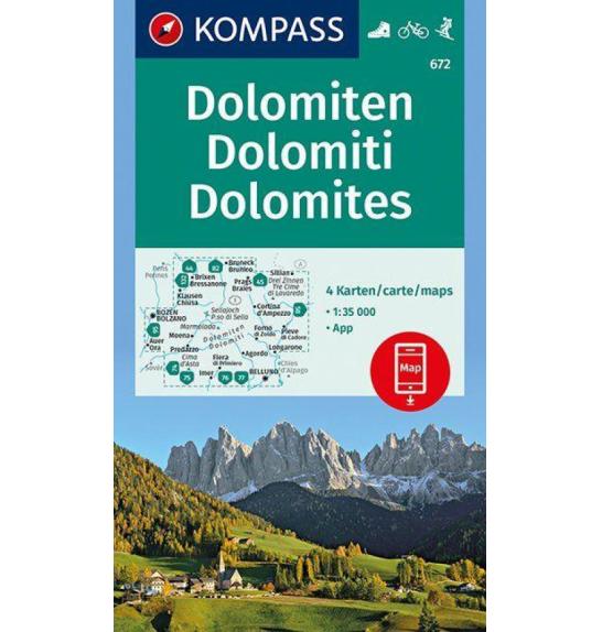 Kompass Wanderkarte Dolomiten 672- 1:35.000