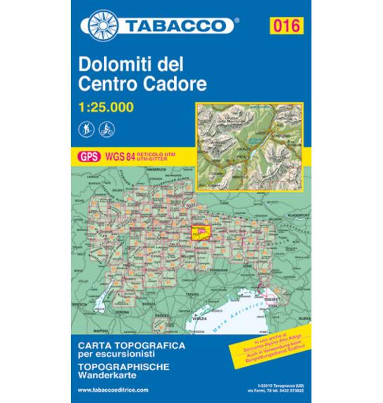 Zemljovid Tabacco 016 Dolomiti del centro, Cadore