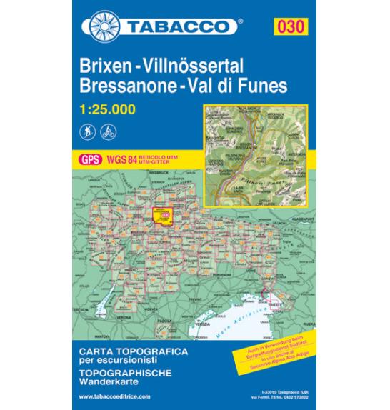 Karte Tabacco 030 Brixen-Villnössertal Bressanone-Val di Funes