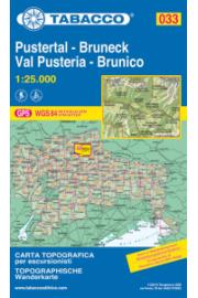 Zemljevid Tabacco 033 Pustertal-Bruneck Val Pusteria-Brunico