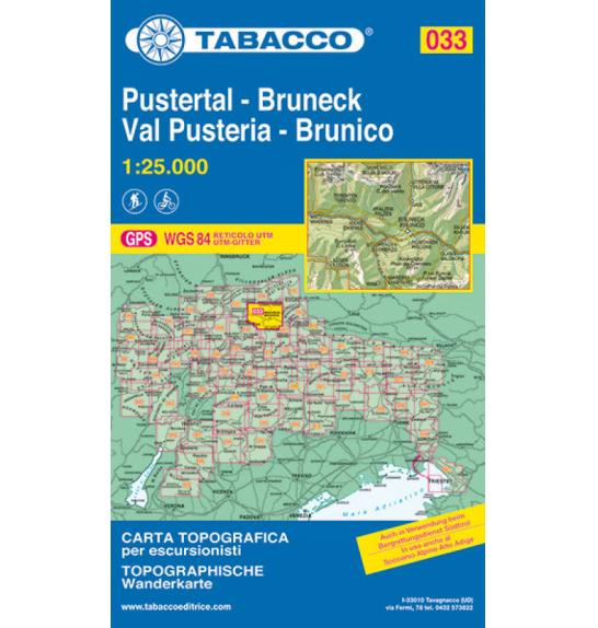 Zemljovid Tabacco 033 Pustertal-Bruneck Val Pusteria-Brunico