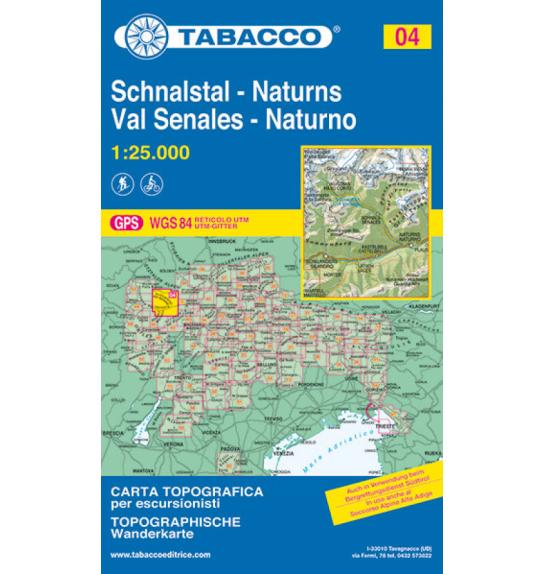 Zemljevid Tabacco 04 Schnalstal / Val Senales, Naturns / Naturno