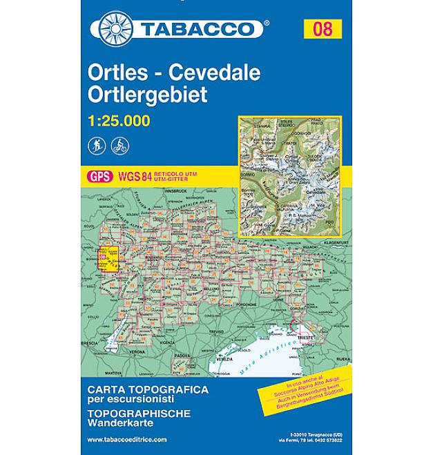 Mapa Tabaco 08 Ortles, Cevedale / Ortlergebiet