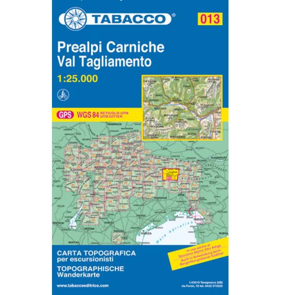 Mappa Tabacco 013 Prealpi Carniche, Val Tagliamento