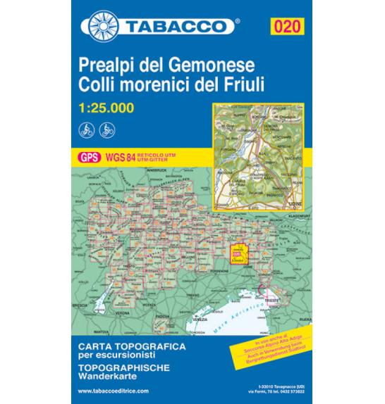 Zemljevid Tabacco  020  Prealpi Carniche e Giulie del Gemonese
