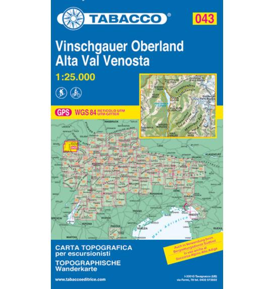 Landkarte Tabacco 043 Alta Val Venosta / Vinschgauer Oberland