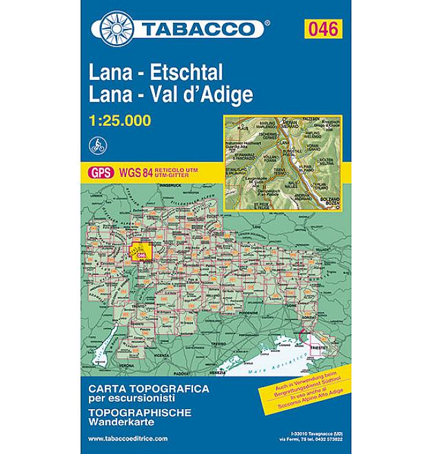 Mapa Tabacco 046 Lana, Val d'Adige / Lana, Etschtal
