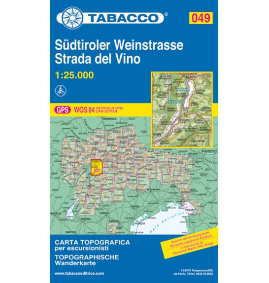 Map Tabacco 049 Südtiroler Weinstrasse / Strada del Vino
