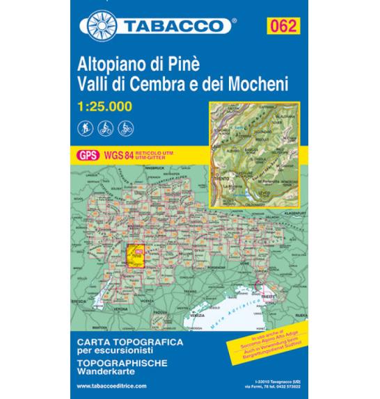 Map Tabacco 062 Altopiano di Pine - Valli di Cembra e dei Mocheni