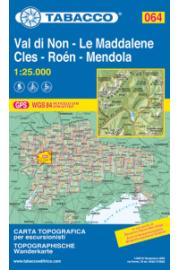 Zemljevid Tabacco 064 Val di Non - Le Maddalene / Cles - Roen - Mendola