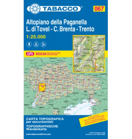 Map Tabacco 067 Altopiano della Paganella - L. di Tovel - C. Brenta - Trento