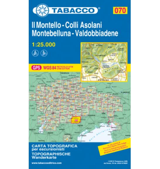 Landkarte Tabacco 070 Il Montello - Colli Asolani - Montebelluna - Valdobbiadene