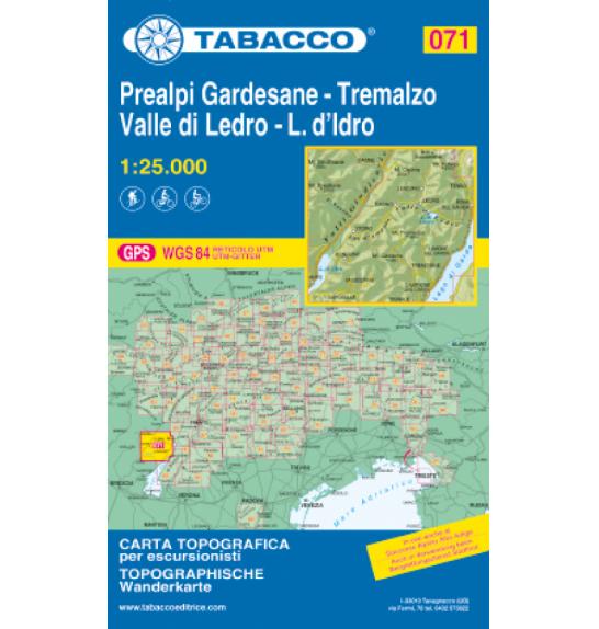 Landkarte Tabacco 071 Prealpi gardesane - Tremalzo, Valle di Ledro - L. d'Idro
