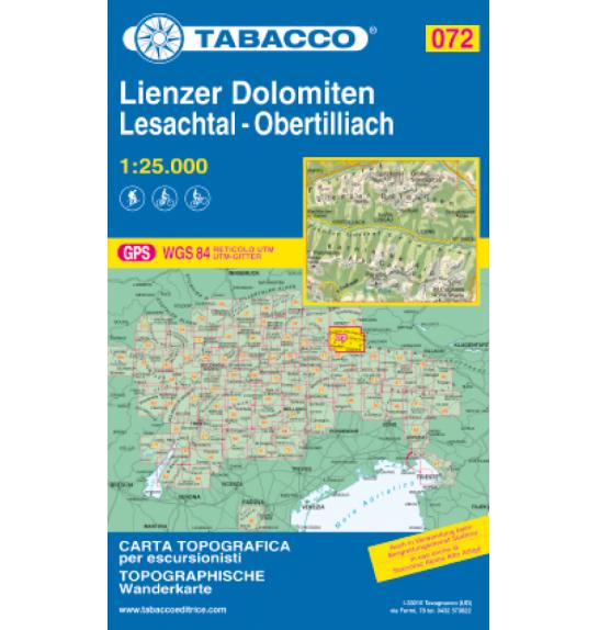 Zemljevid Tabacco 072 Lienzer Dolomiten, Lesachtal-Obertiliach