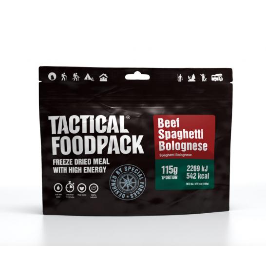 Gefriergetrocknete Mahlzeit Tactical FoodPack Spaghetti Bolognese aus Rindfleisch, 115g