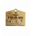Pendientes de madera WoodCo Margaritas grandes y pequeños