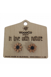 Drvene naušnice WoodCo Cvjetići zlatni