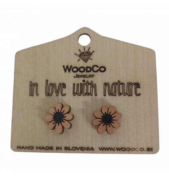 Leseni uhani WoodCo Rožice zlate