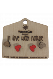 Leseni uhani WoodCo Srček rdeč + natur
