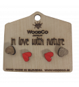 Wood earrings WoodCo Srček rdeč + natur