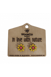 Drvene minđuše WoodCo Marjetice žute