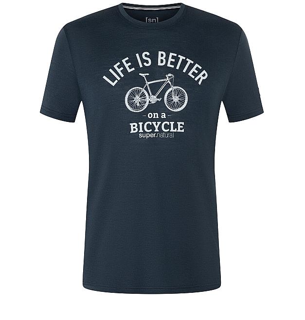 Herren-Merino-Kurzarmshirt Super.natural Better Bike
