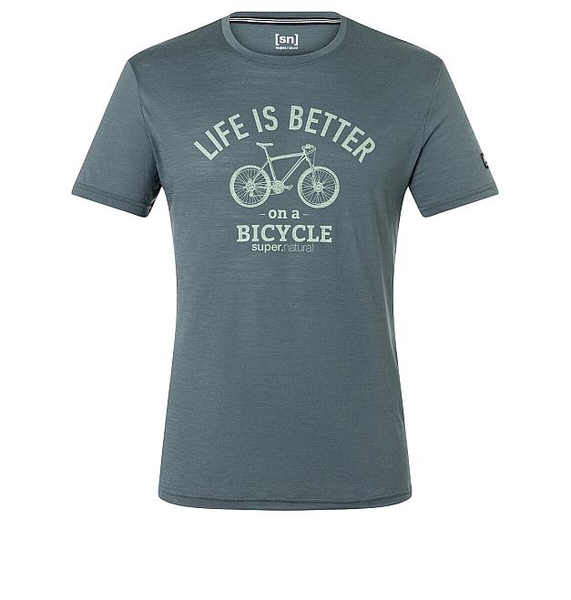 Herren-Merino-Kurzarmshirt Super.natural Better Bike