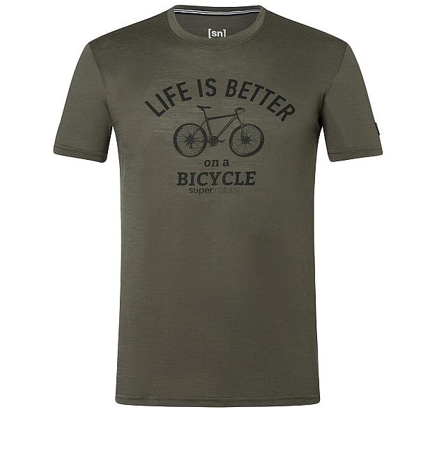 Herren-Merino-Kurzarmshirt Super.natural Better Bike