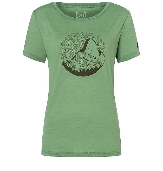 Super.natural Mountain Mandala Kurzarm-Merino-Damen-T-Shirt