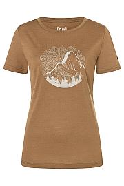 T-shirt da donna in lana merino a maniche corte con mandala di montagna Super.natural