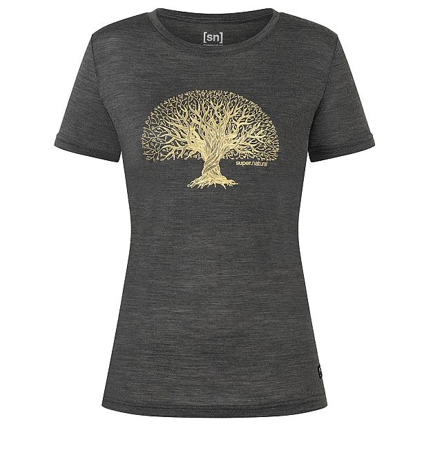 T-shirt da donna in lana merino Super.natural Tree of Knowledge
