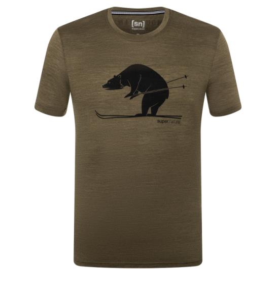 Merino-T-Shirt für Herren Super.natural Skiing bear