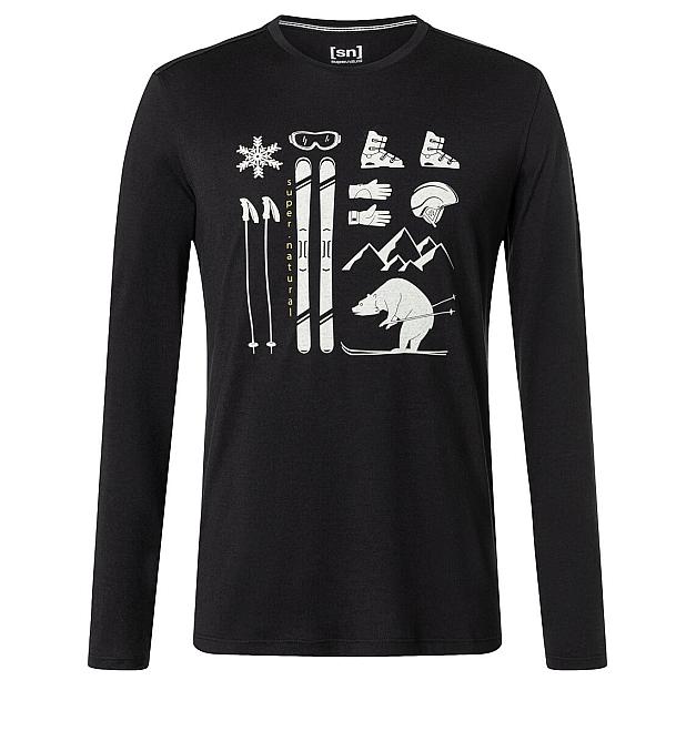 Camiseta larga de lana merina sobrenatural con oso de esquí para hombre