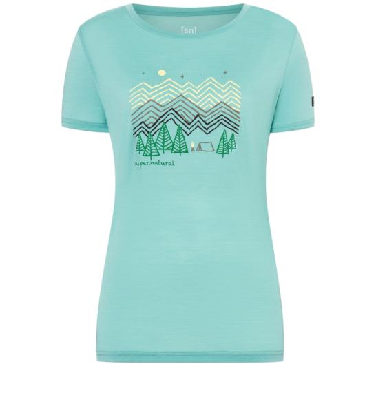 Women's merino shirt with short sleeves Super.natural Camping nights