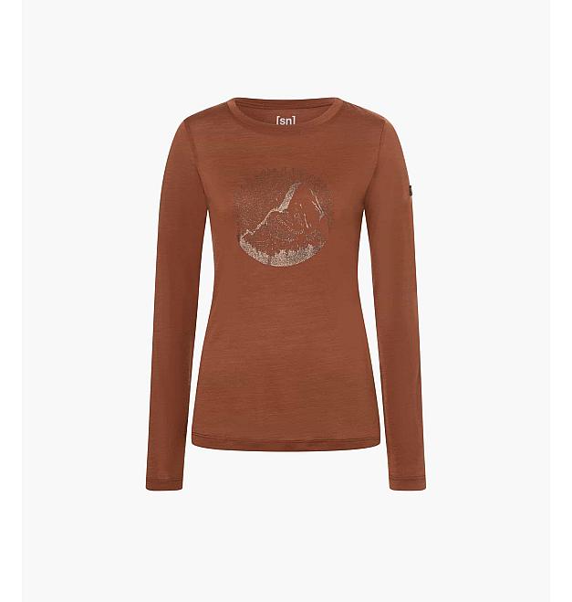 Super.natural Mountain Mandala Tree Langarm-Damen-Merino-T-Shirt