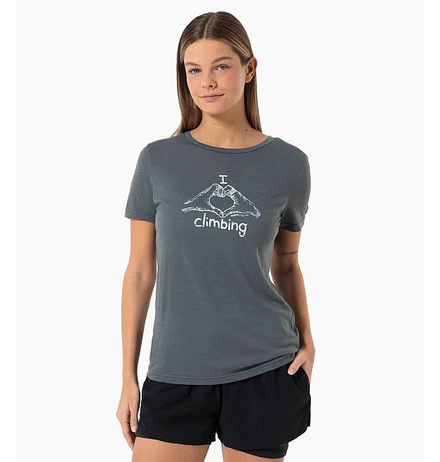 Women's merino short-sleeved shirt Super.natural I Love Climbing
