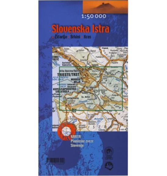 Zemljevid Slovenska Istra: Čičarija, Brkini in Kras - 1:50.000