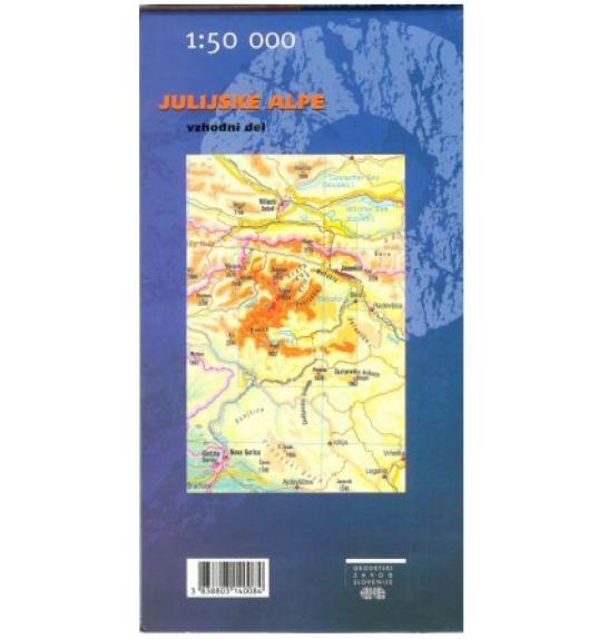Zemljovid Julijske Alpe, istočni dio- 1:50.000