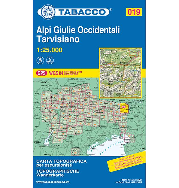 Zemljovid 019 Alpi Gulie Occidentali, Tarvisiano - Tabacco