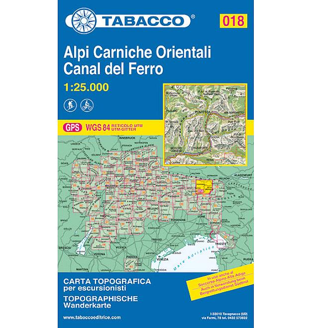 Mapa 018 Alpi Carniche Orientali, Canal del Ferro - Tabaco