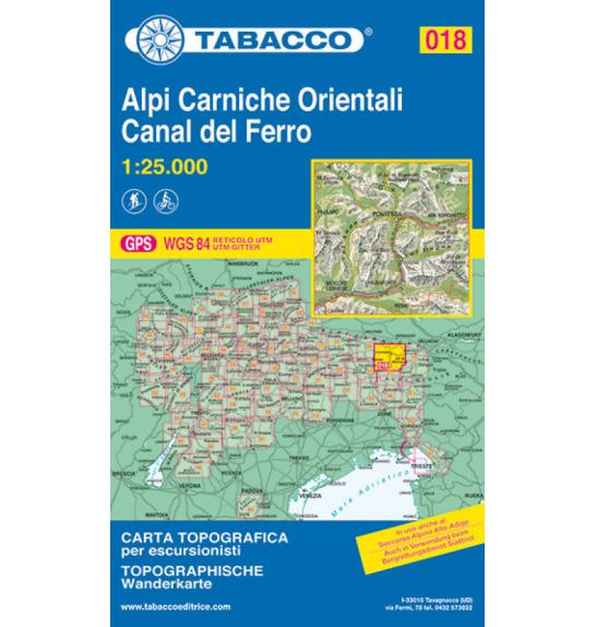 Mappa 018 Alpi Carniche Orientali, Canal del Ferro - Tabacco