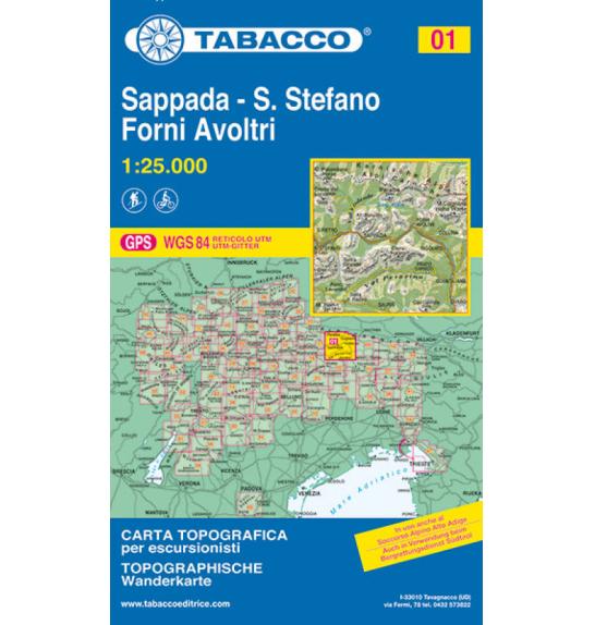 Zemljevid 01 Sappada, Santo Stefano, Forni Avoltri - Tabacco