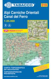 Zemljovid 018 Alpi Carniche Orientali, Canal del Ferro - Tabacco